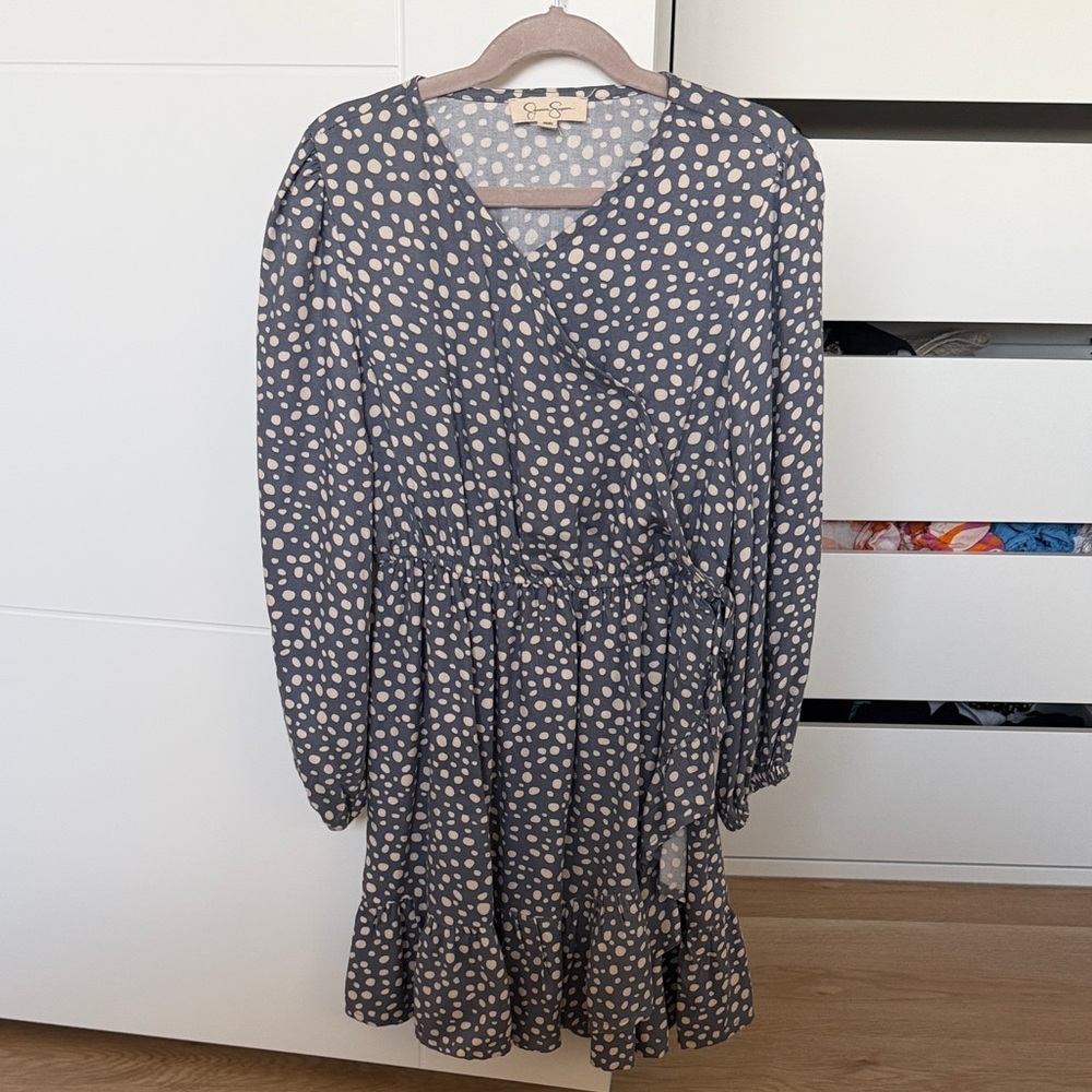 Jessica Simpson Polka Dot Kids Dress - Blue and White